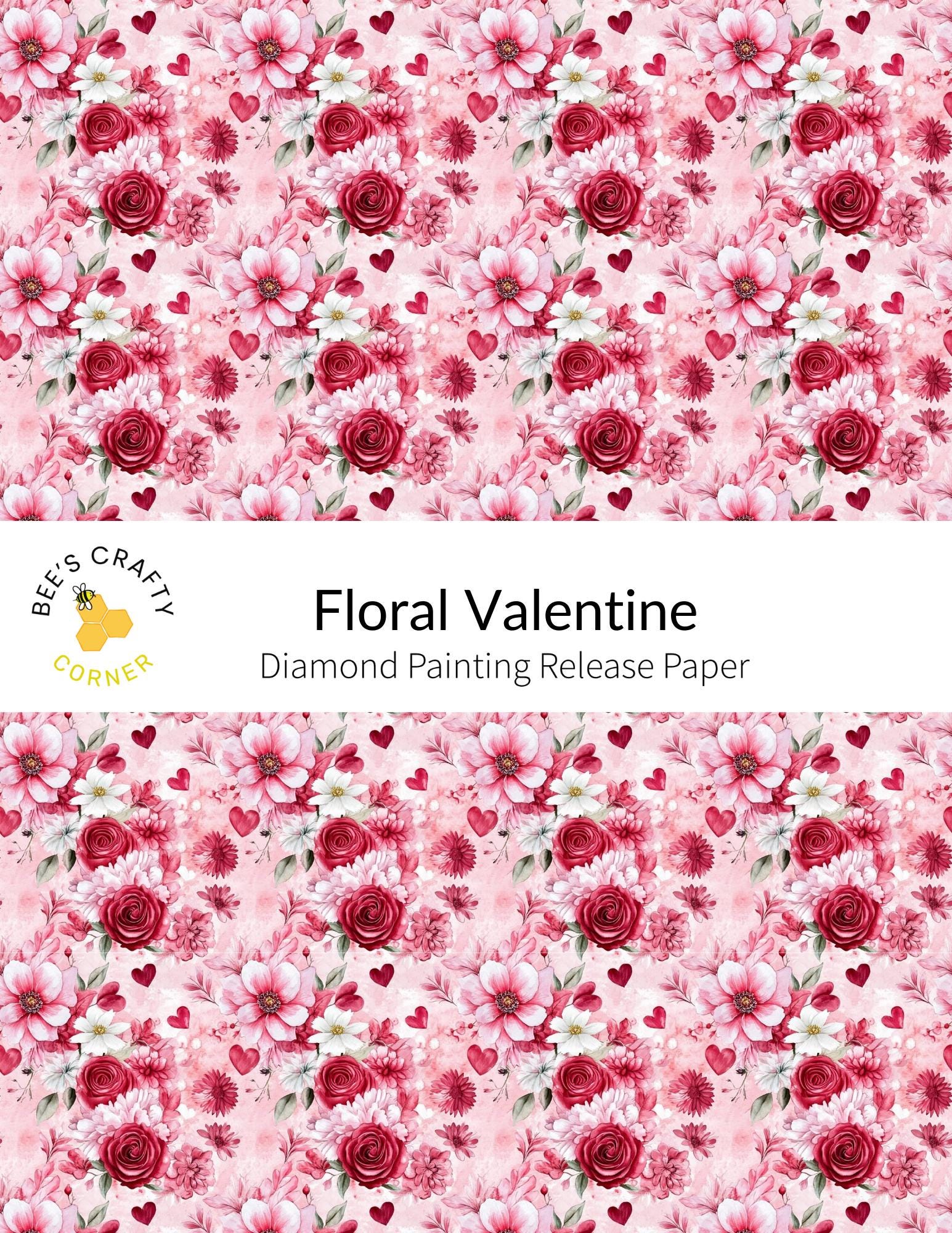 RELEASE PAPER | Floral Valentine - Reusable Patterned Diamond Painting Release Paper