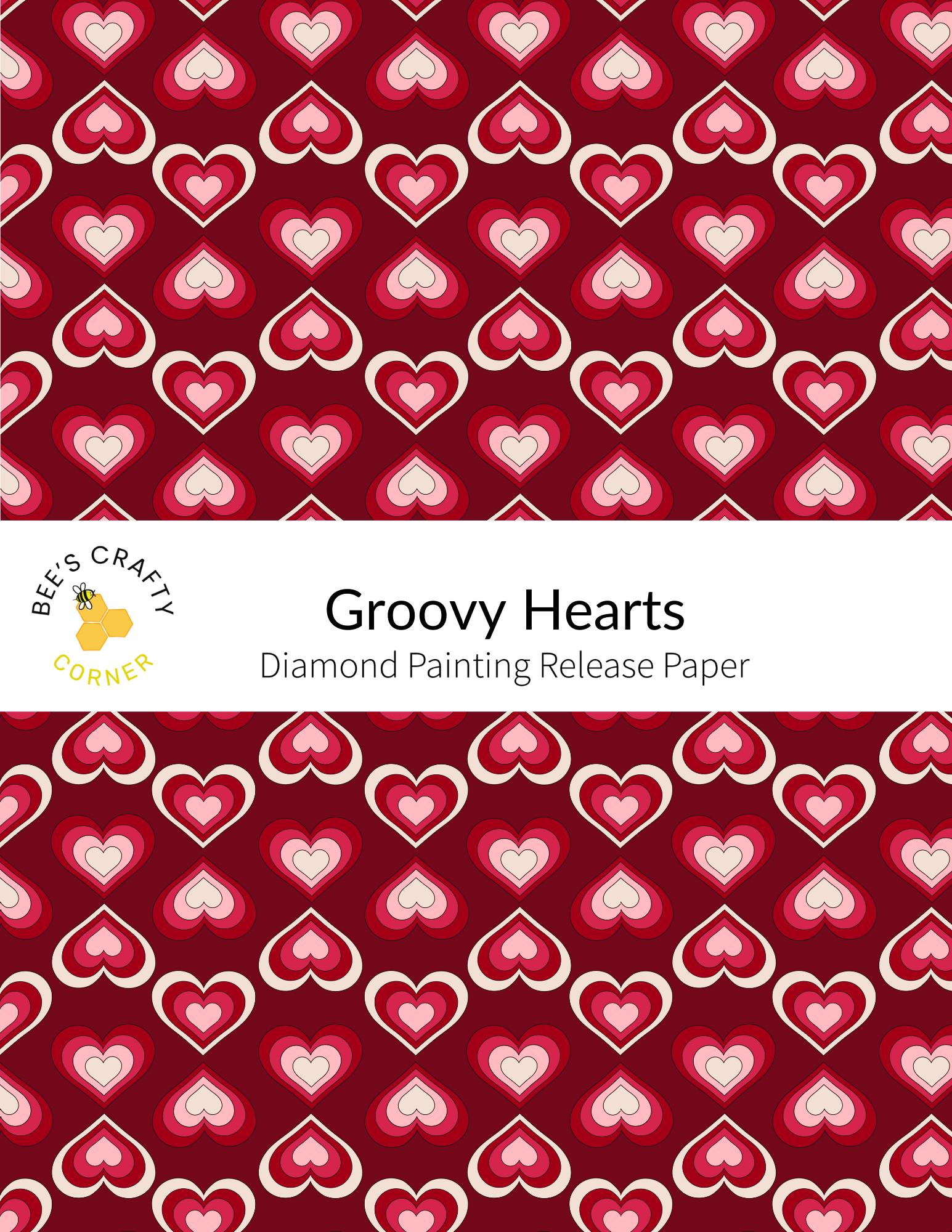 RELEASE PAPER | Groovy Hearts - Reusable Patterned Diamond Painting Release Paper