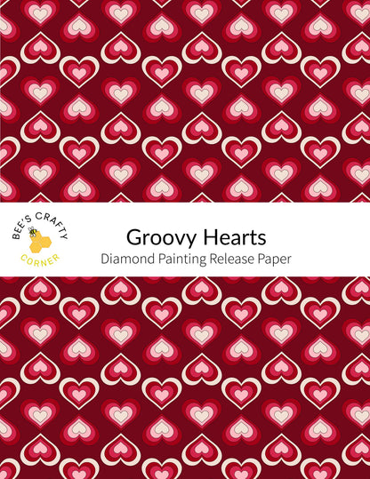 RELEASE PAPER | Groovy Hearts - Reusable Patterned Diamond Painting Release Paper