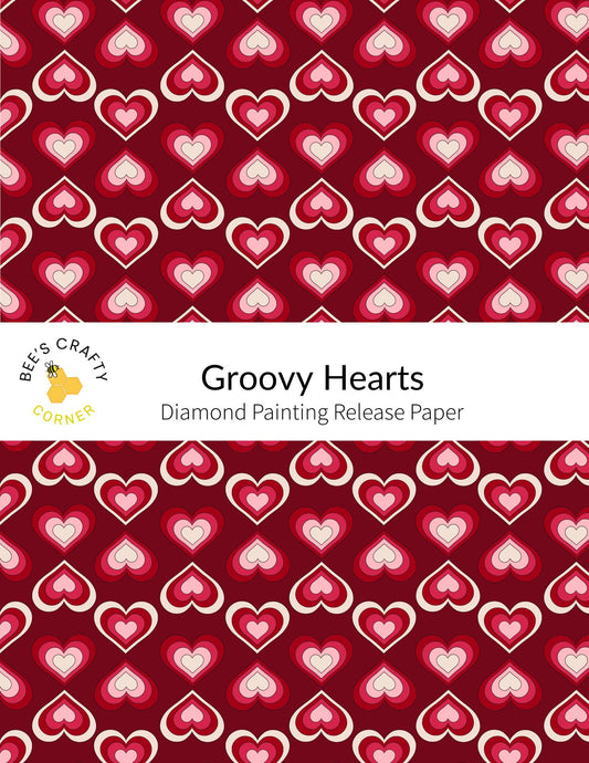 RELEASE PAPER | Groovy Hearts - Reusable Patterned Diamond Painting Release Paper