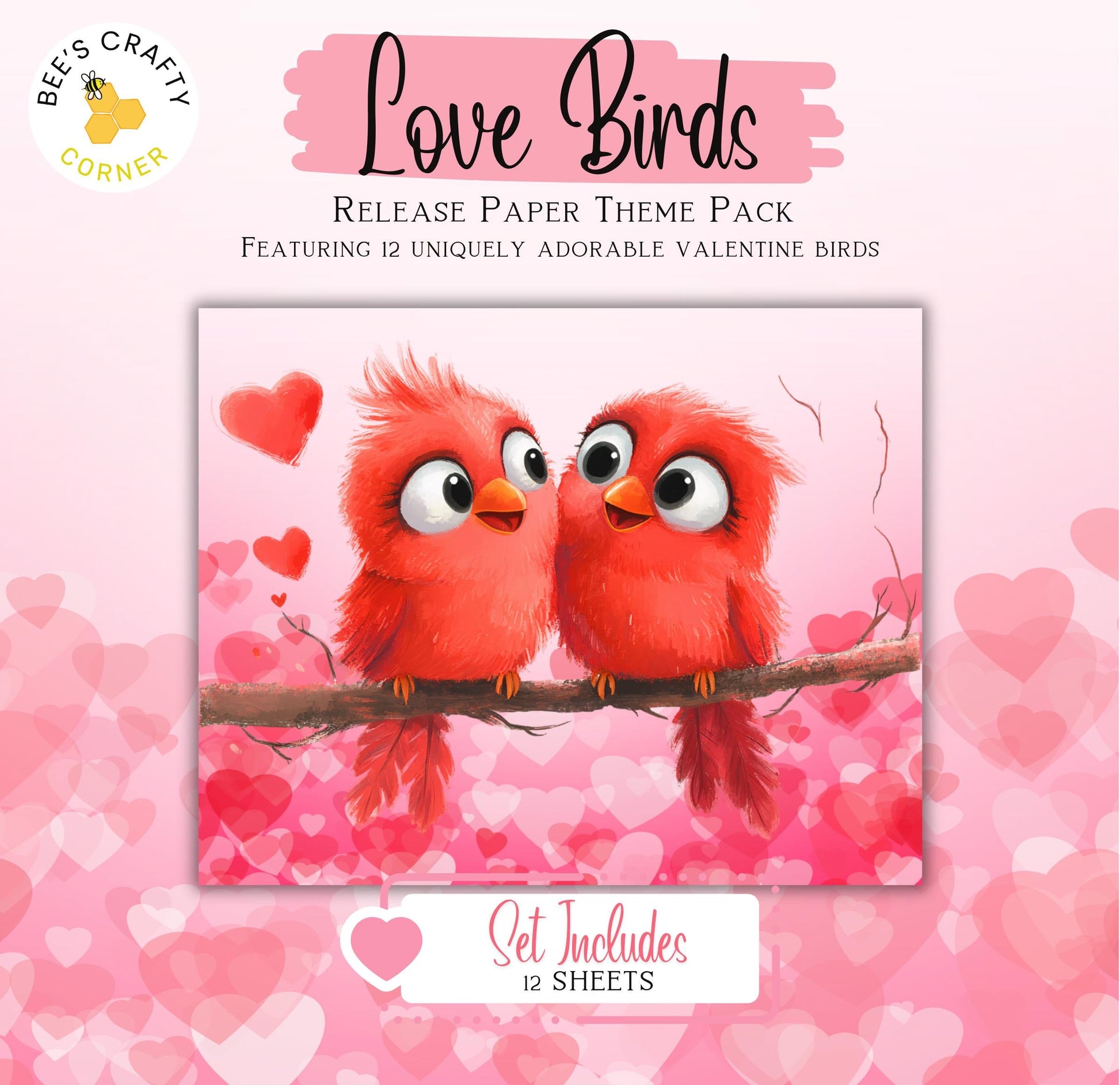 RELEASE PAPER | Love Birds - Theme Pack Reusable Diamond Painting Release Paper