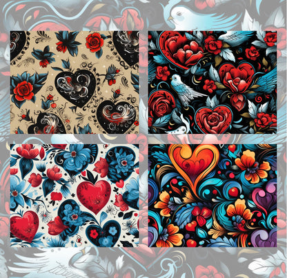 RELEASE PAPER | Tattoo Hearts - Theme Pack Reusable Diamond Painting Release Paper