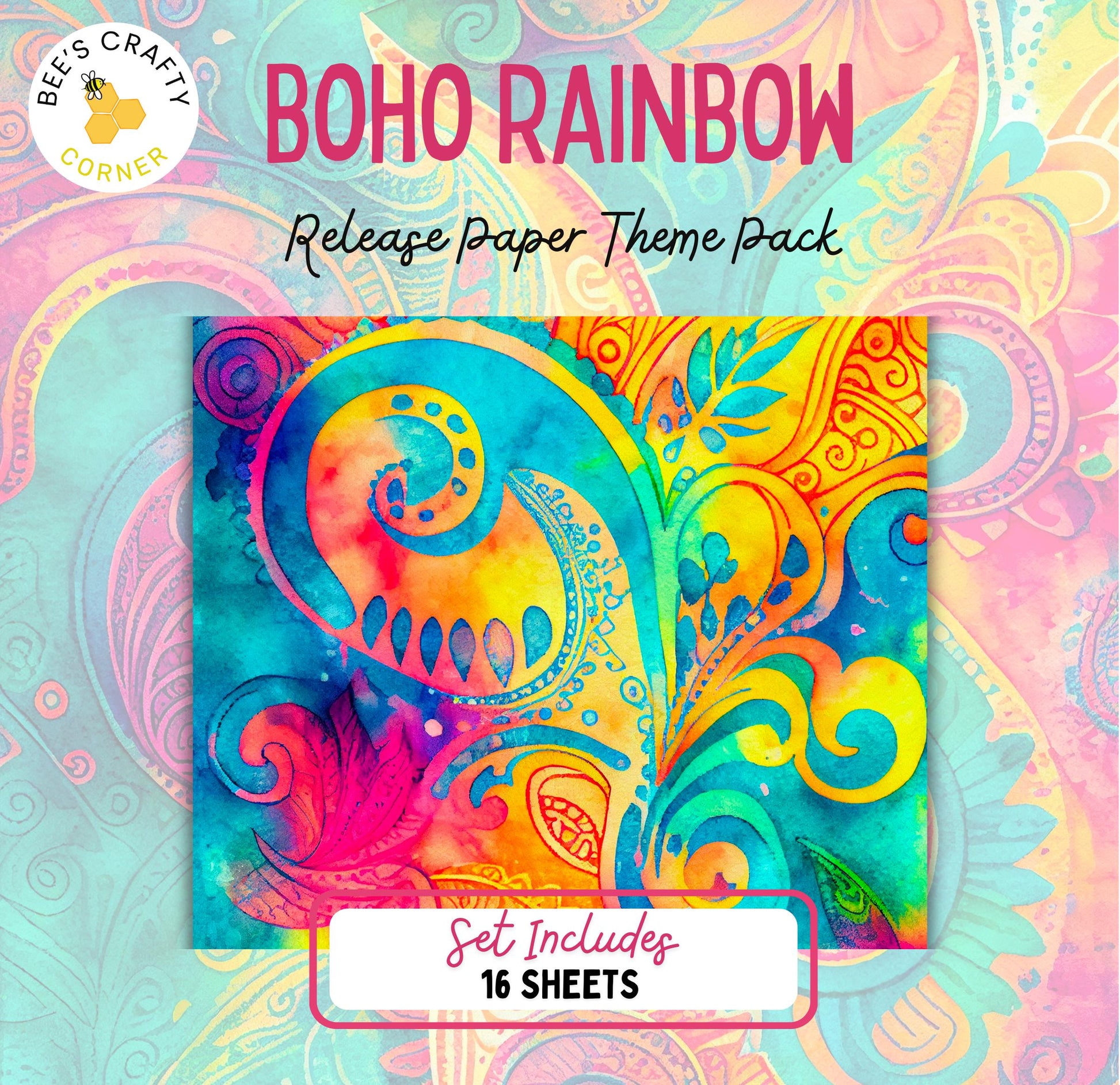 RELEASE PAPER | Boho Rainbow - Theme Pack Reusable Diamond Painting Release Paper