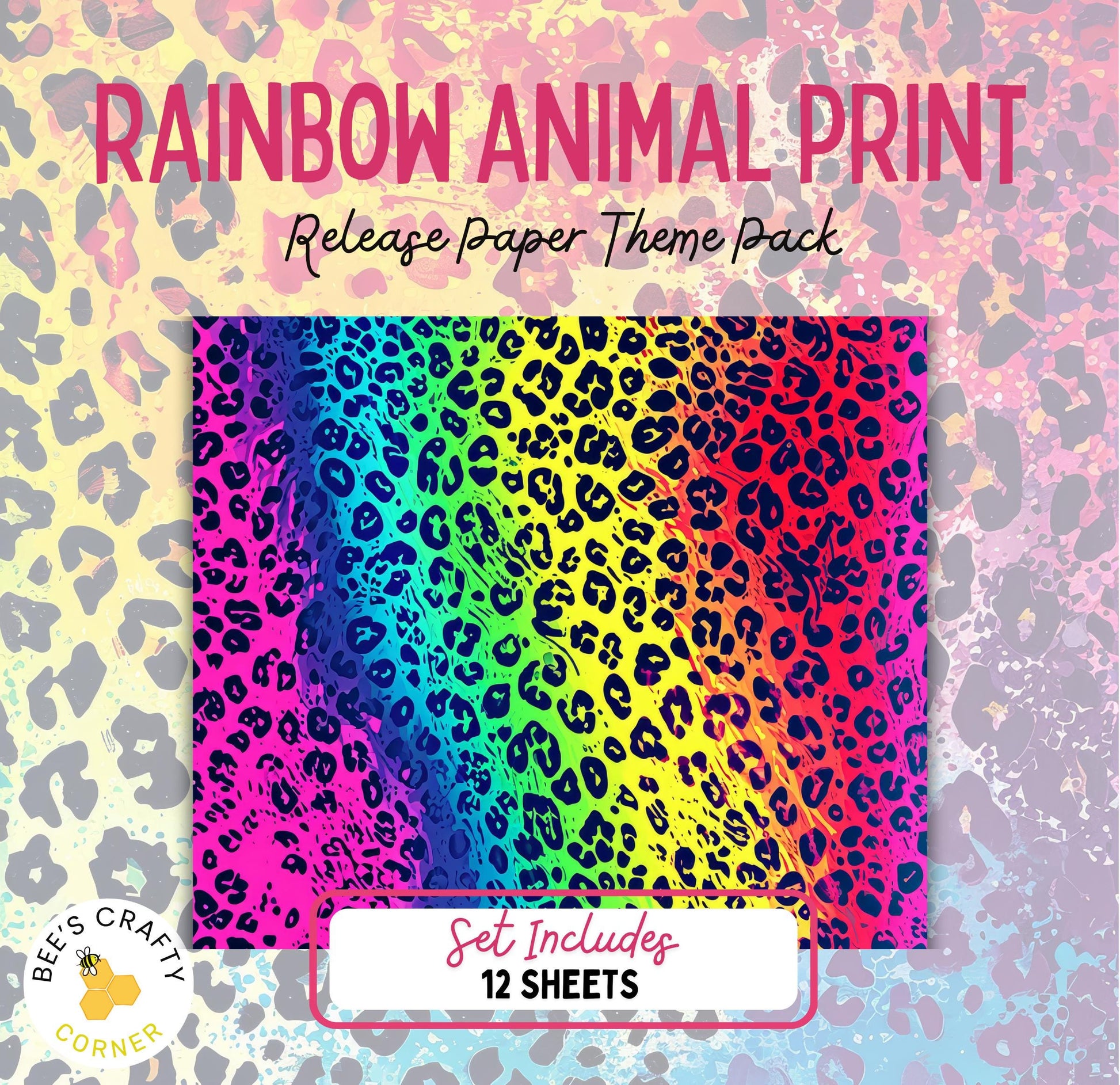 RELEASE PAPER | Rainbow Animal Print - Theme Pack Reusable Diamond Painting Release Paper