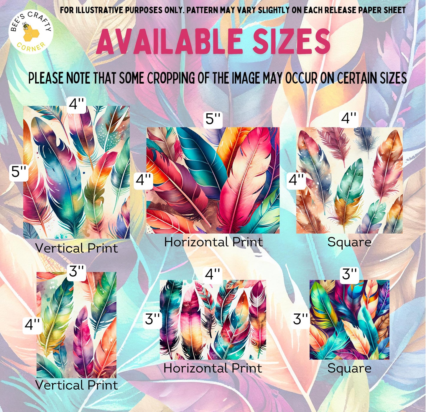 RELEASE PAPER | Rainbow Feathers - Theme Pack Reusable Diamond Painting Release Paper