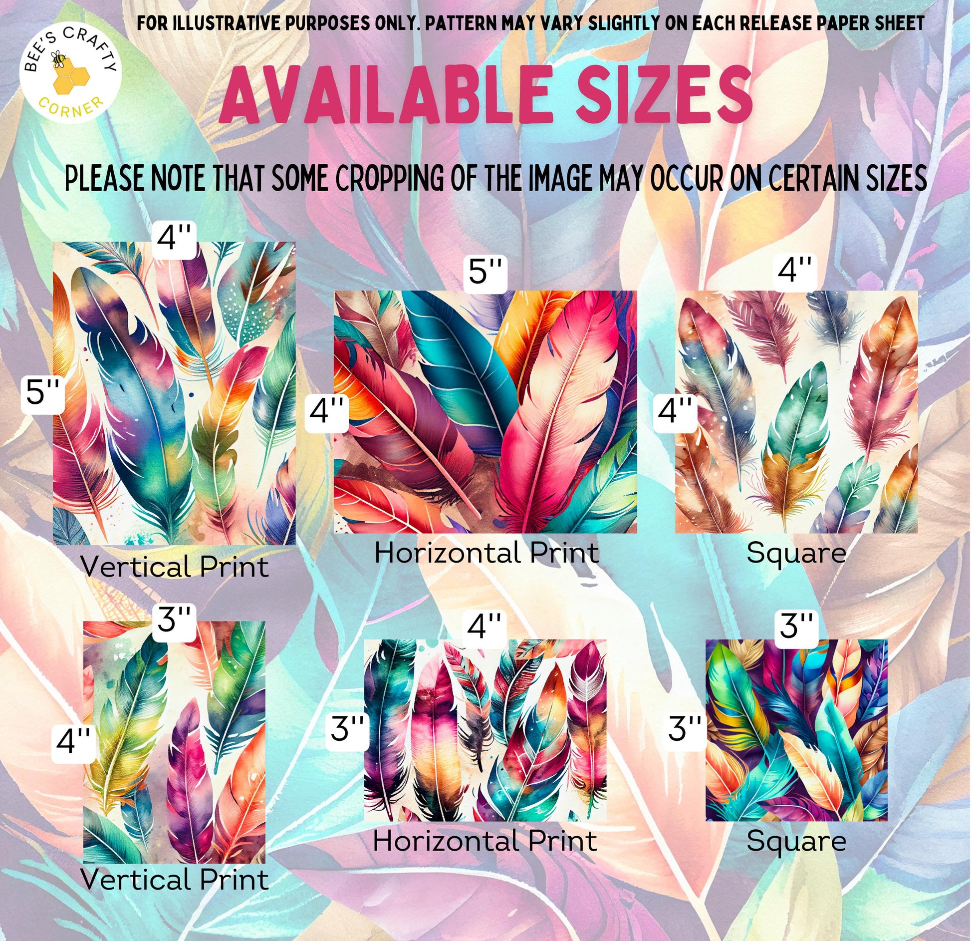 RELEASE PAPER | Rainbow Feathers - Theme Pack Reusable Diamond Painting Release Paper
