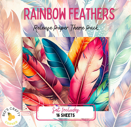 RELEASE PAPER | Rainbow Feathers - Theme Pack Reusable Diamond Painting Release Paper