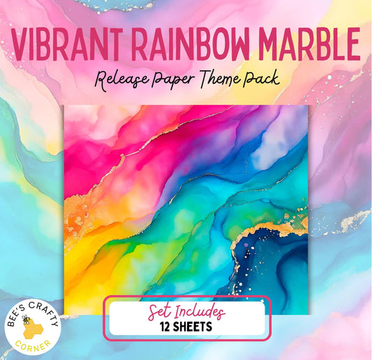 RELEASE PAPER | Vibrant Rainbow Marble - Theme Pack Reusable Diamond Painting Release Paper
