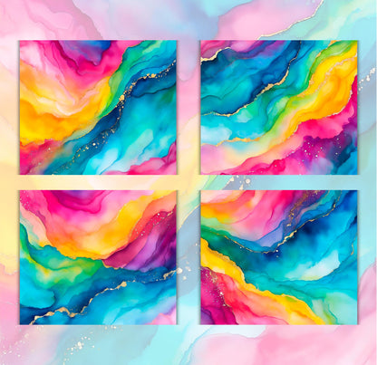 RELEASE PAPER | Vibrant Rainbow Marble - Theme Pack Reusable Diamond Painting Release Paper