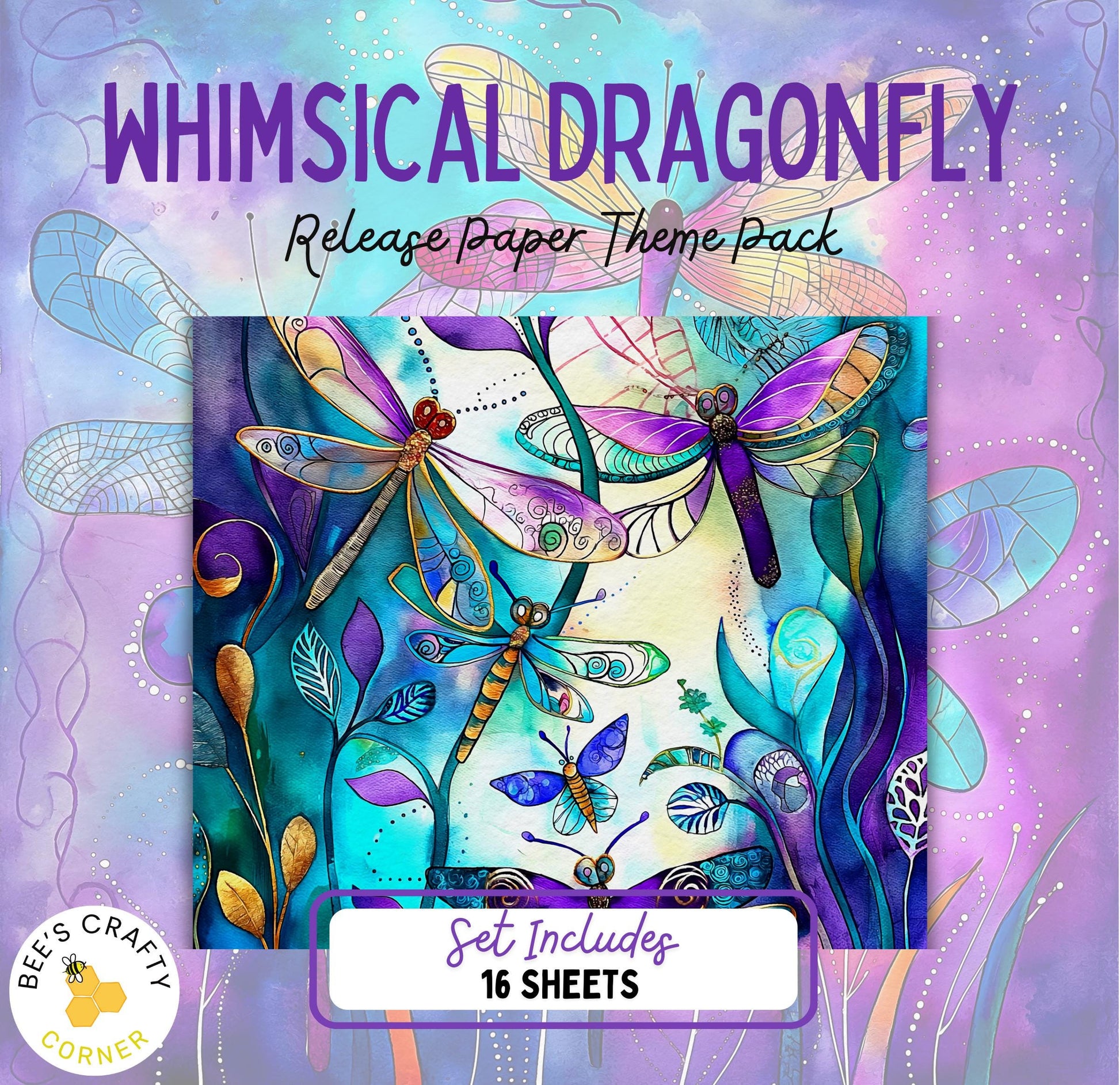 RELEASE PAPER | Whimsical Dragonfly - Theme Pack Reusable Diamond Painting Release Paper