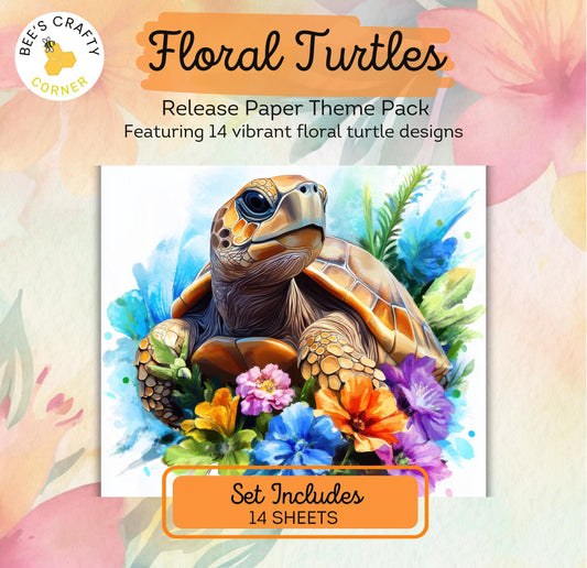 RELEASE PAPER | Floral Turtles - Theme Pack Reusable Diamond Painting Release Paper
