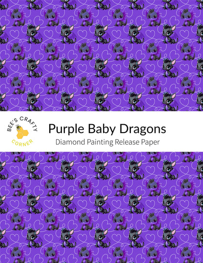 RELEASE PAPER | Purple Baby Dragons - Reusable Patterned Diamond Painting Release Paper