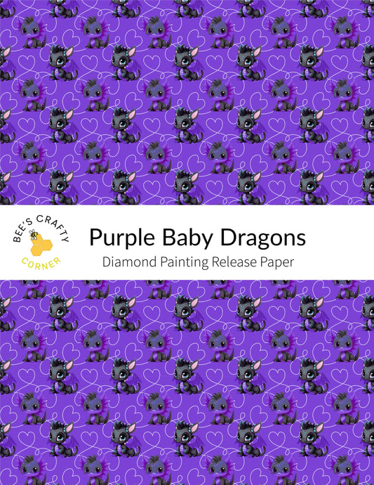 RELEASE PAPER | Purple Baby Dragons - Reusable Patterned Diamond Painting Release Paper