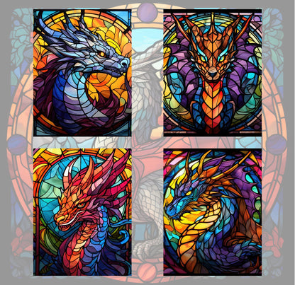 RELEASE PAPER | Stained Glass Dragons - Theme Pack Reusable Diamond Painting Release Paper