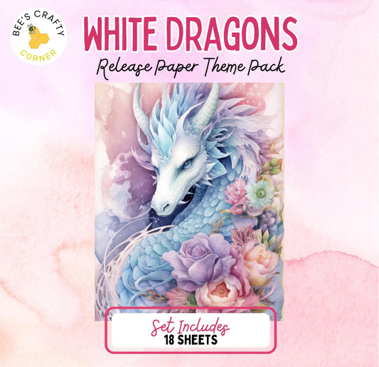 RELEASE PAPER | White Dragons - Theme Pack Reusable Diamond Painting Release Paper
