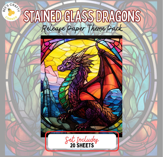 RELEASE PAPER | Stained Glass Dragons - Theme Pack Reusable Diamond Painting Release Paper