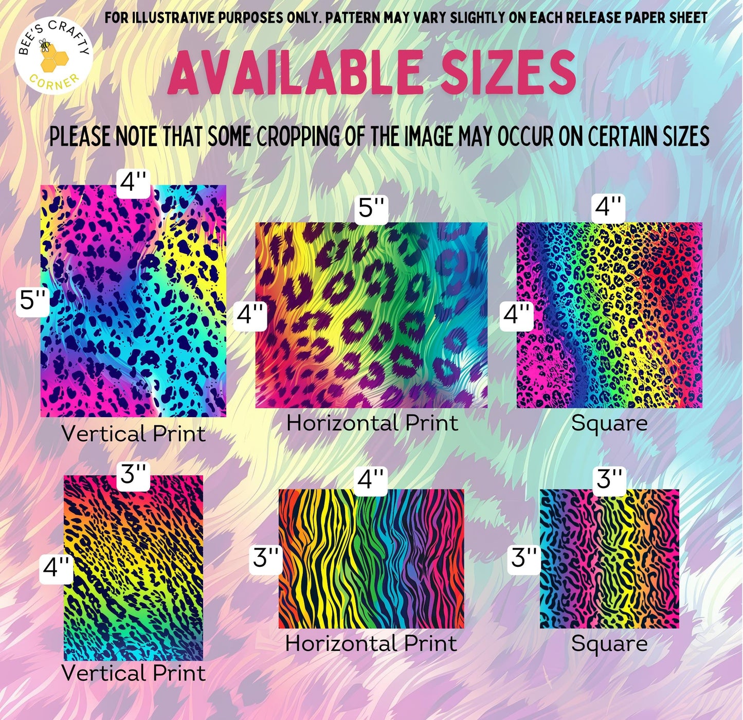 RELEASE PAPER | Rainbow Animal Print - Theme Pack Reusable Diamond Painting Release Paper
