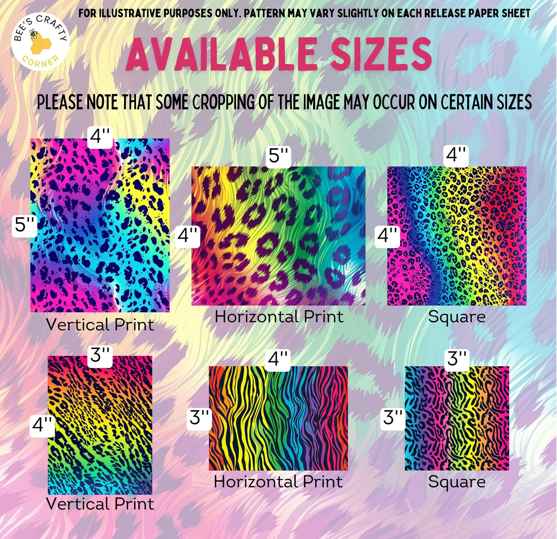 RELEASE PAPER | Rainbow Animal Print - Theme Pack Reusable Diamond Painting Release Paper