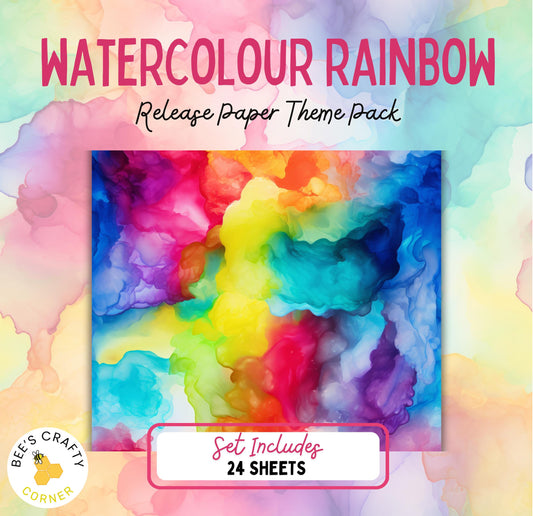 RELEASE PAPER | Rainbow Watercolour - Theme Pack Reusable Diamond Painting Release Paper