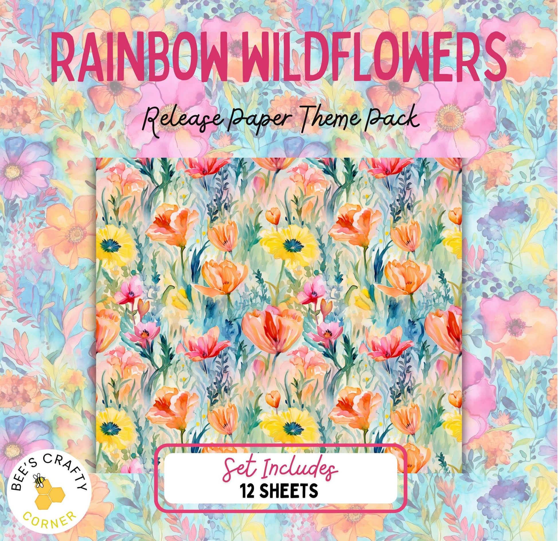 RELEASE PAPER | Rainbow Wildflowers - Theme Pack Reusable Diamond Painting Release Paper