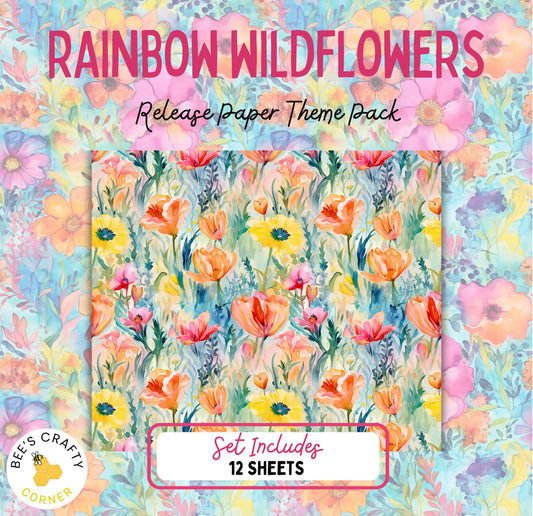 RELEASE PAPER | Rainbow Wildflowers - Theme Pack Reusable Diamond Painting Release Paper