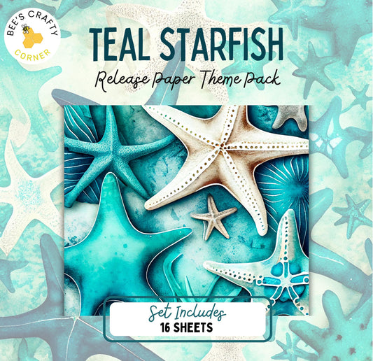 RELEASE PAPER | Teal Starfish - Theme Pack Reusable Diamond Painting Release Paper