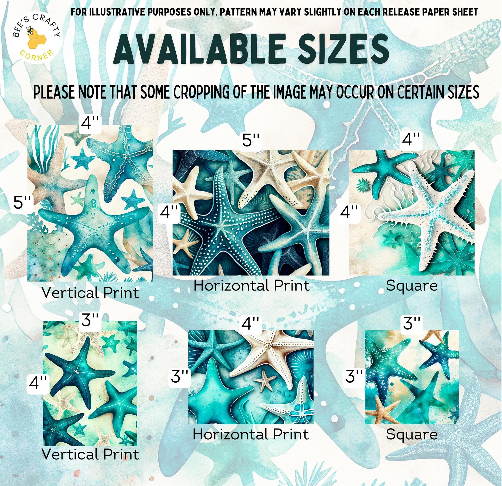 RELEASE PAPER | Teal Starfish - Theme Pack Reusable Diamond Painting Release Paper