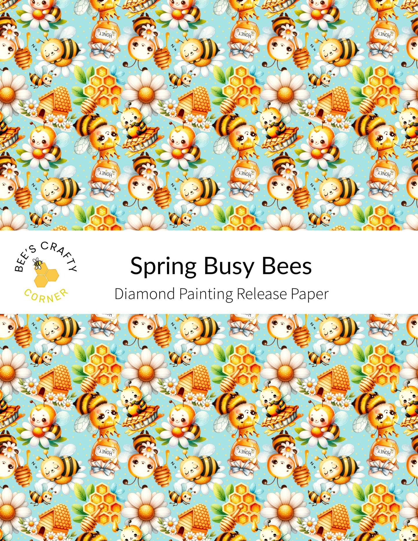 RELEASE PAPER | Spring Busy Bees - Reusable Patterned Diamond Painting Release Paper