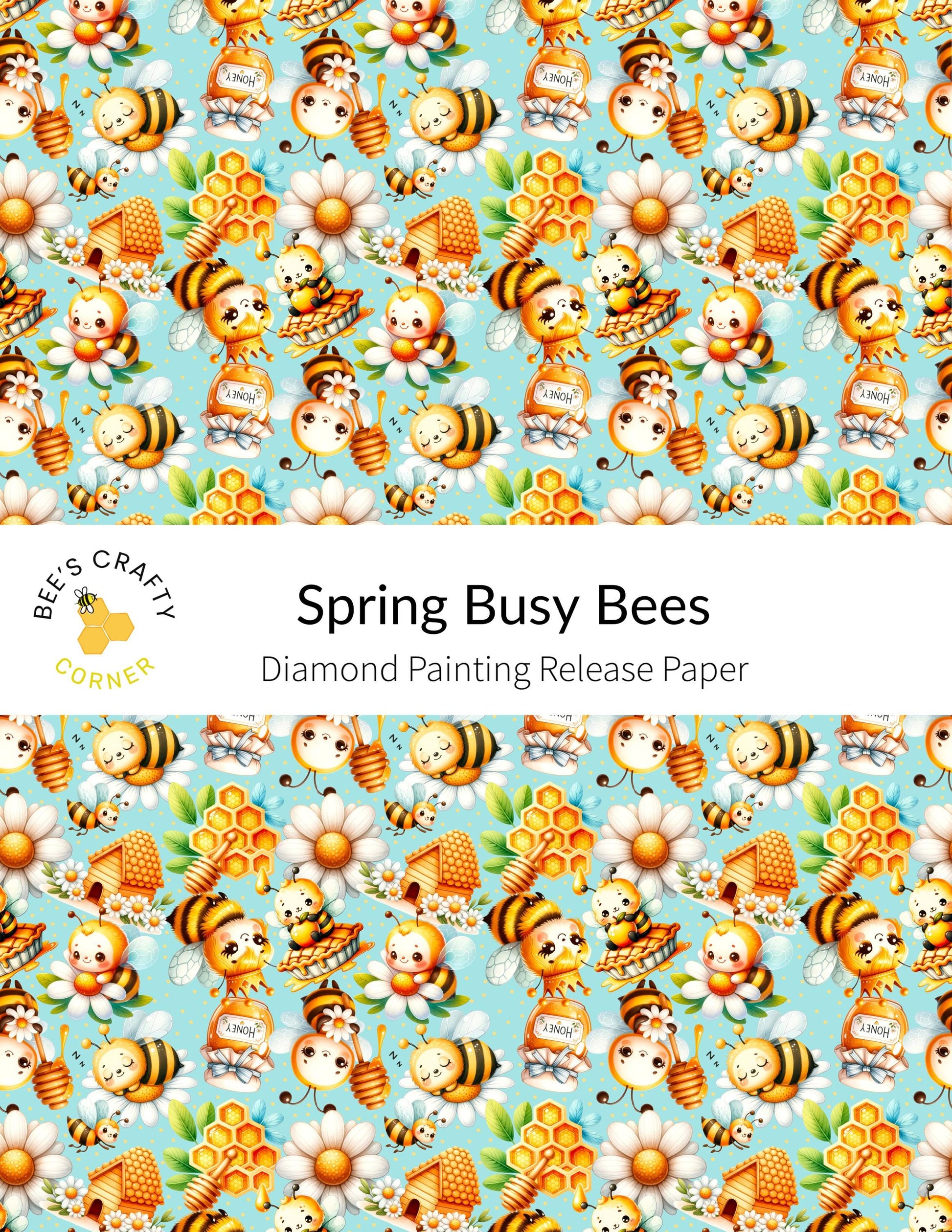RELEASE PAPER | Spring Busy Bees - Reusable Patterned Diamond Painting Release Paper