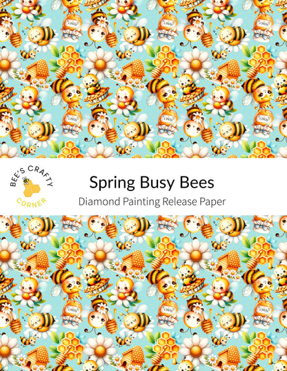 RELEASE PAPER | Spring Busy Bees - Reusable Patterned Diamond Painting Release Paper