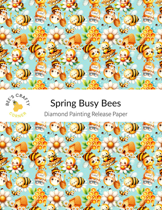 RELEASE PAPER | Spring Busy Bees - Reusable Patterned Diamond Painting Release Paper