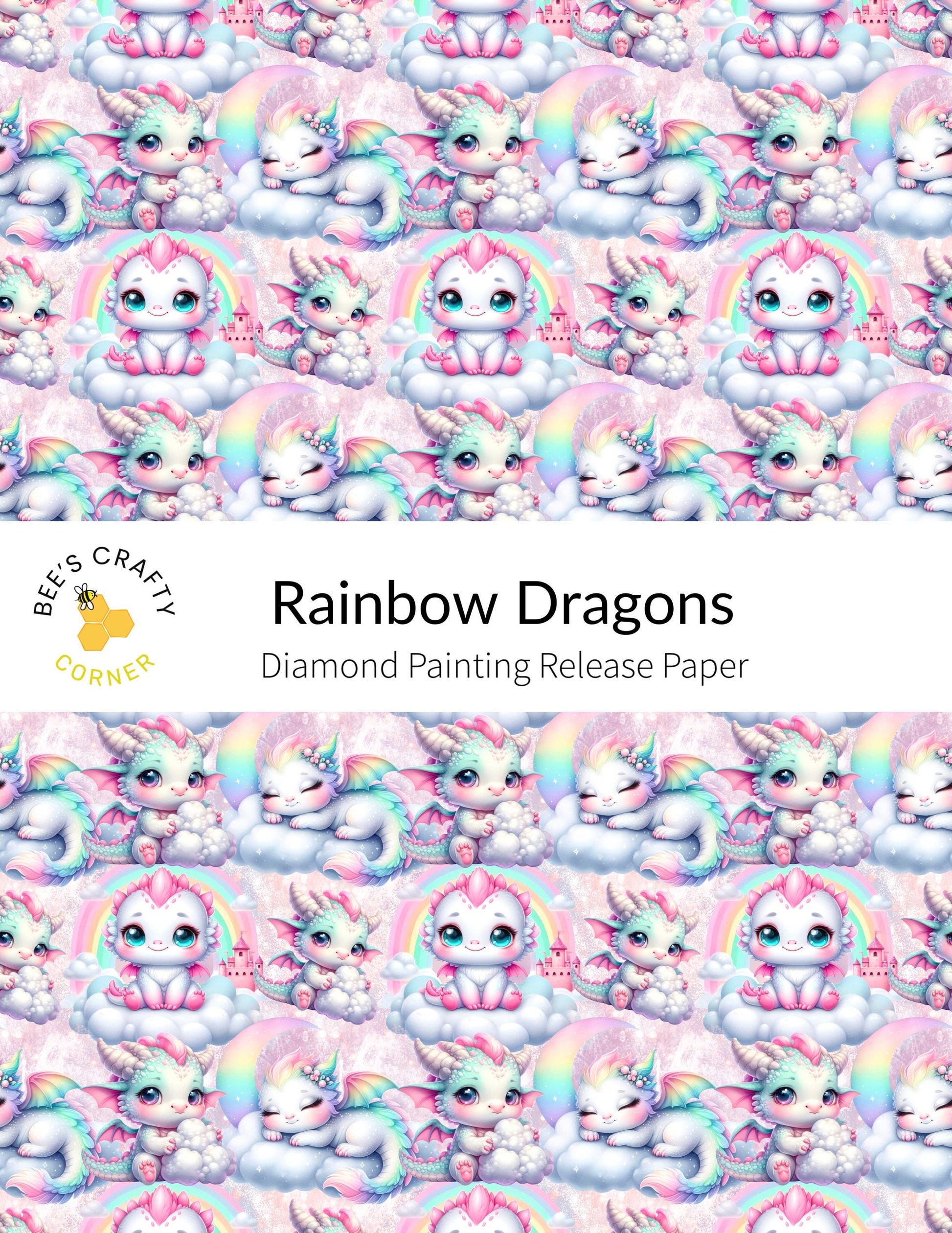 RELEASE PAPER | Rainbow Dragons - Reusable Patterned Diamond Painting Release Paper
