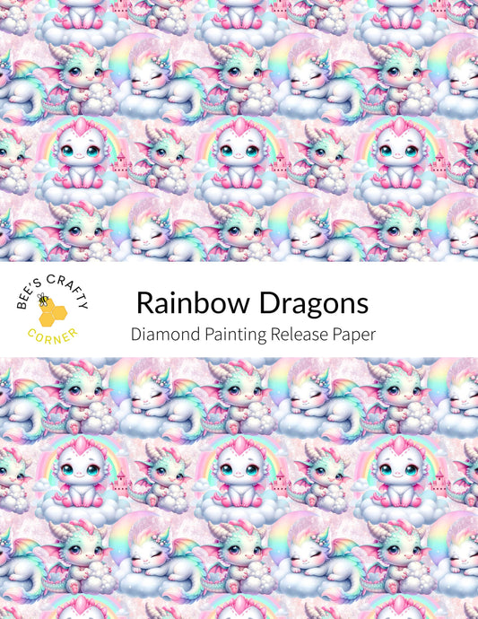 RELEASE PAPER | Rainbow Dragons - Reusable Patterned Diamond Painting Release Paper