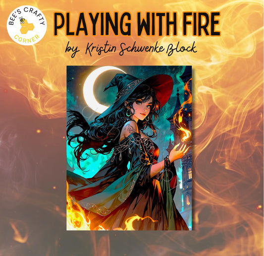 RELEASE PAPER | Playing with Fire by Kristin Schwenke Block Licensed Release Papers - Reusable Patterned Diamond Painting Release Paper