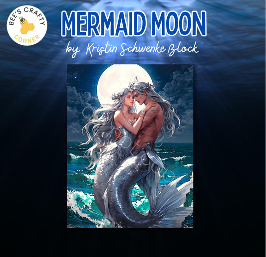 RELEASE PAPER | Mermaid Moon by Kristin Schwenke Block Licensed Release Papers - Reusable Patterned Diamond Painting Release Paper
