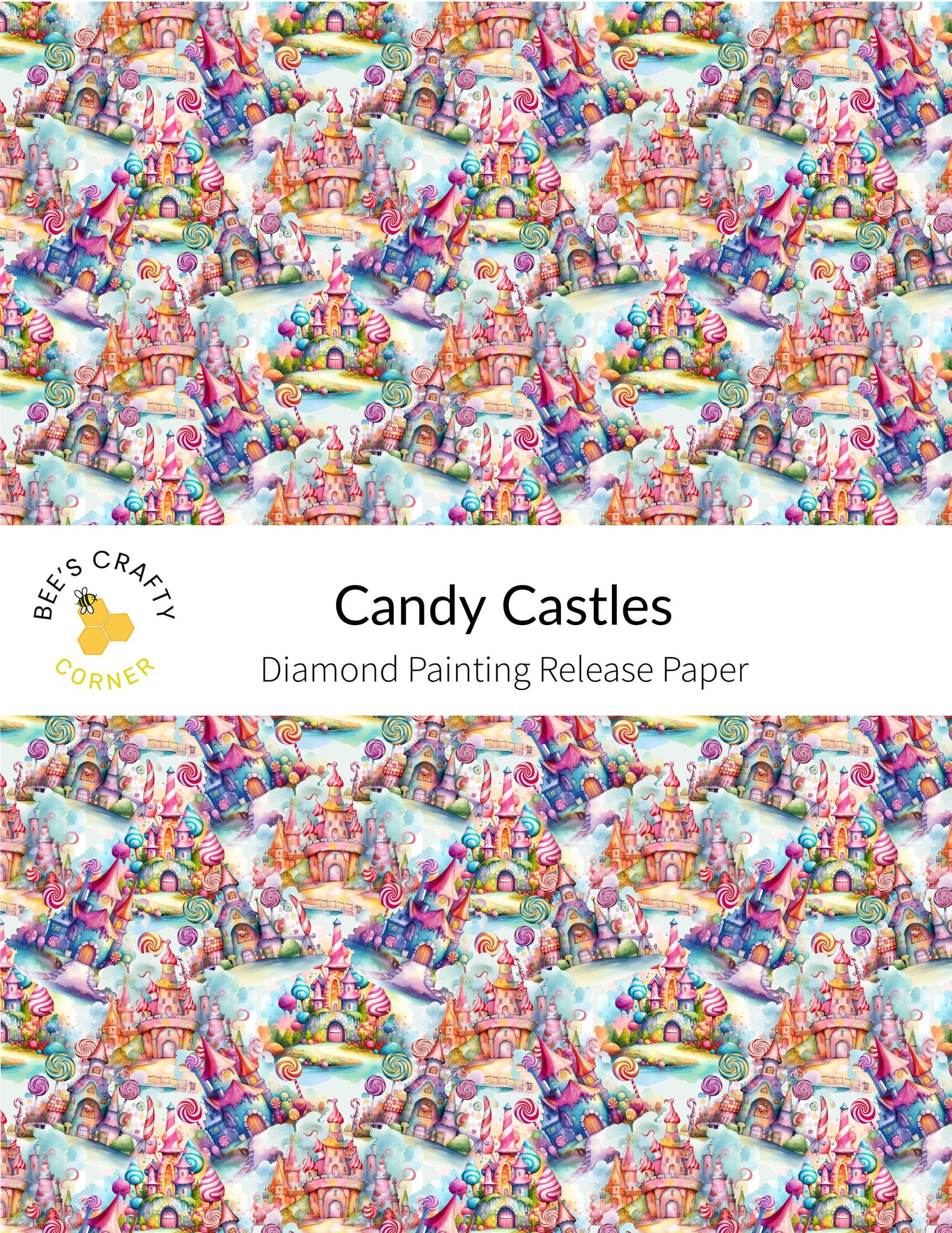 RELEASE PAPER | Candy Castles - Reusable Patterned Diamond Painting Release Paper