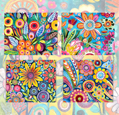 RELEASE PAPER | Funky Flowers - Theme Pack Reusable Diamond Painting Release Paper
