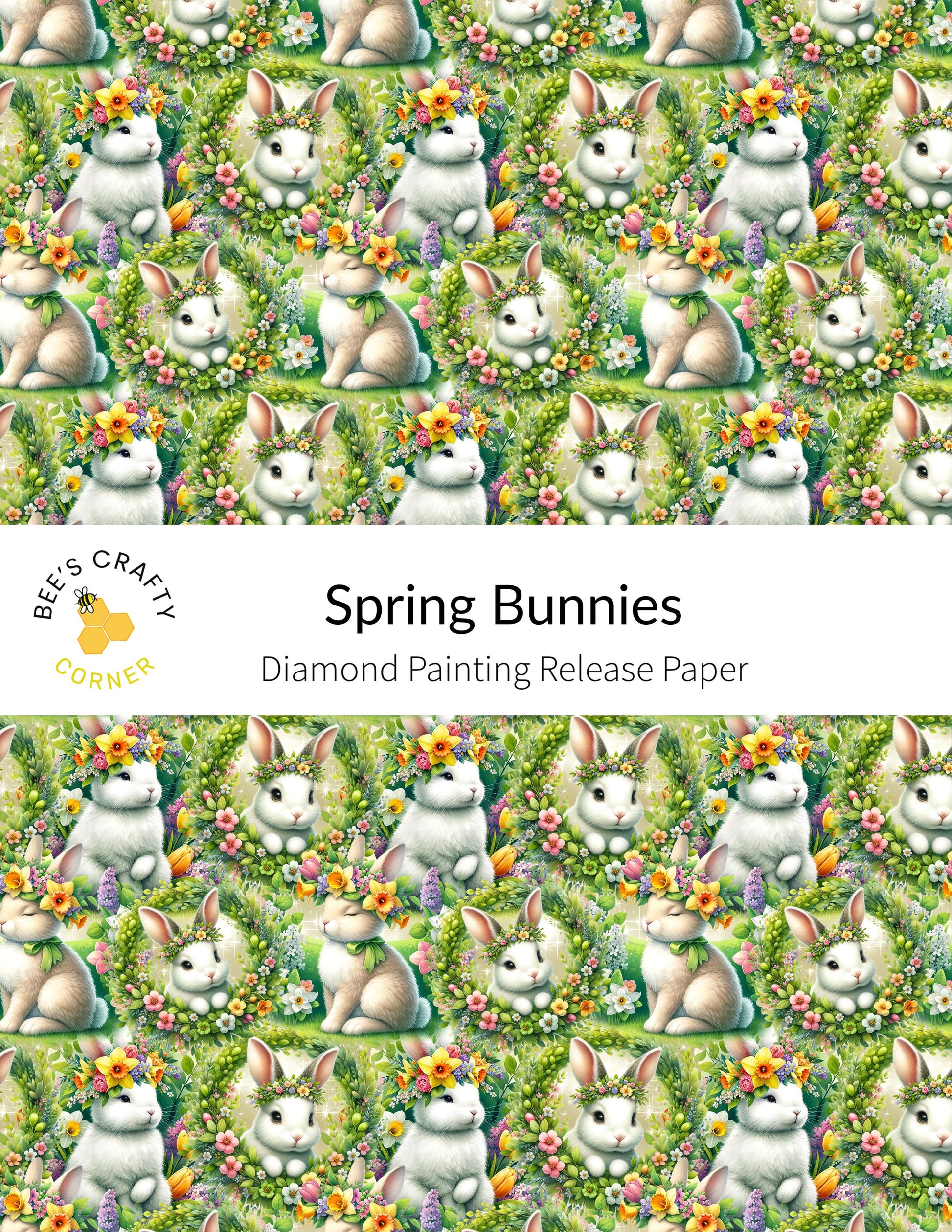 RELEASE PAPER | Spring Bunnies - Reusable Patterned Diamond Painting Release Paper