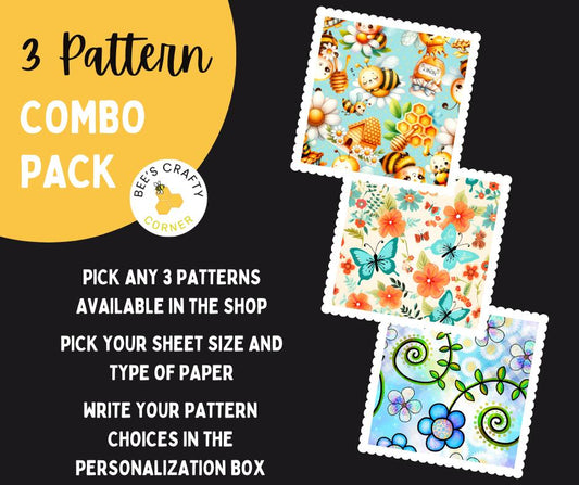 RELEASE PAPER | 3 Pattern Combo Pack (1 Size) - Reusable Patterned Diamond Painting Release Paper