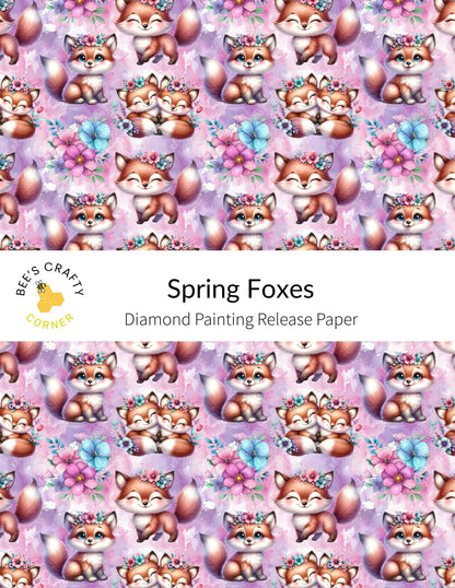 RELEASE PAPER | Spring Foxes - Reusable Patterned Diamond Painting Release Paper