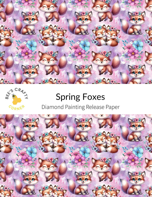 RELEASE PAPER | Spring Foxes - Reusable Patterned Diamond Painting Release Paper