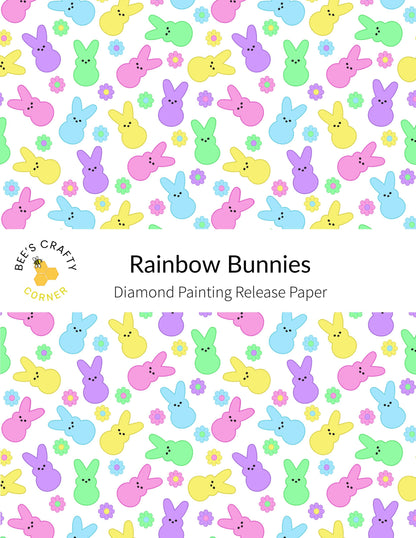 RELEASE PAPER | Rainbow Bunnies - Reusable Patterned Diamond Painting Release Paper