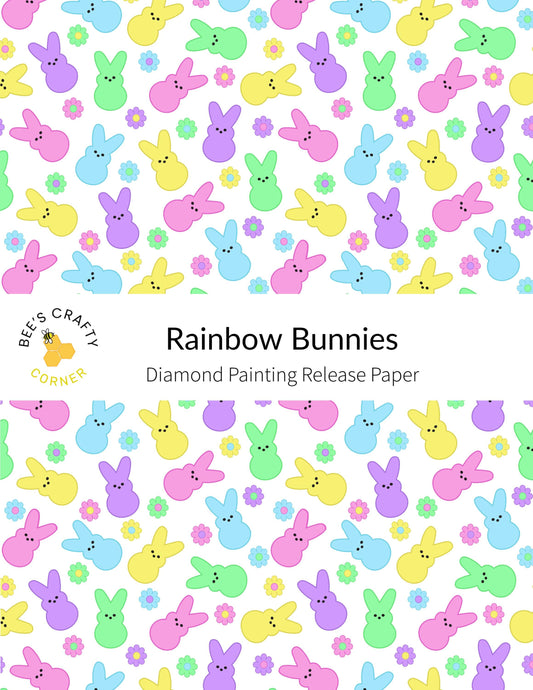 RELEASE PAPER | Rainbow Bunnies - Reusable Patterned Diamond Painting Release Paper