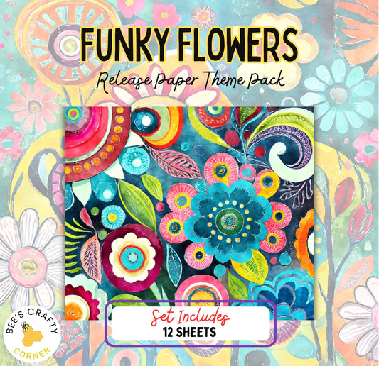RELEASE PAPER | Funky Flowers - Theme Pack Reusable Diamond Painting Release Paper