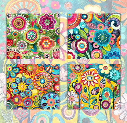 RELEASE PAPER | Funky Flowers - Theme Pack Reusable Diamond Painting Release Paper