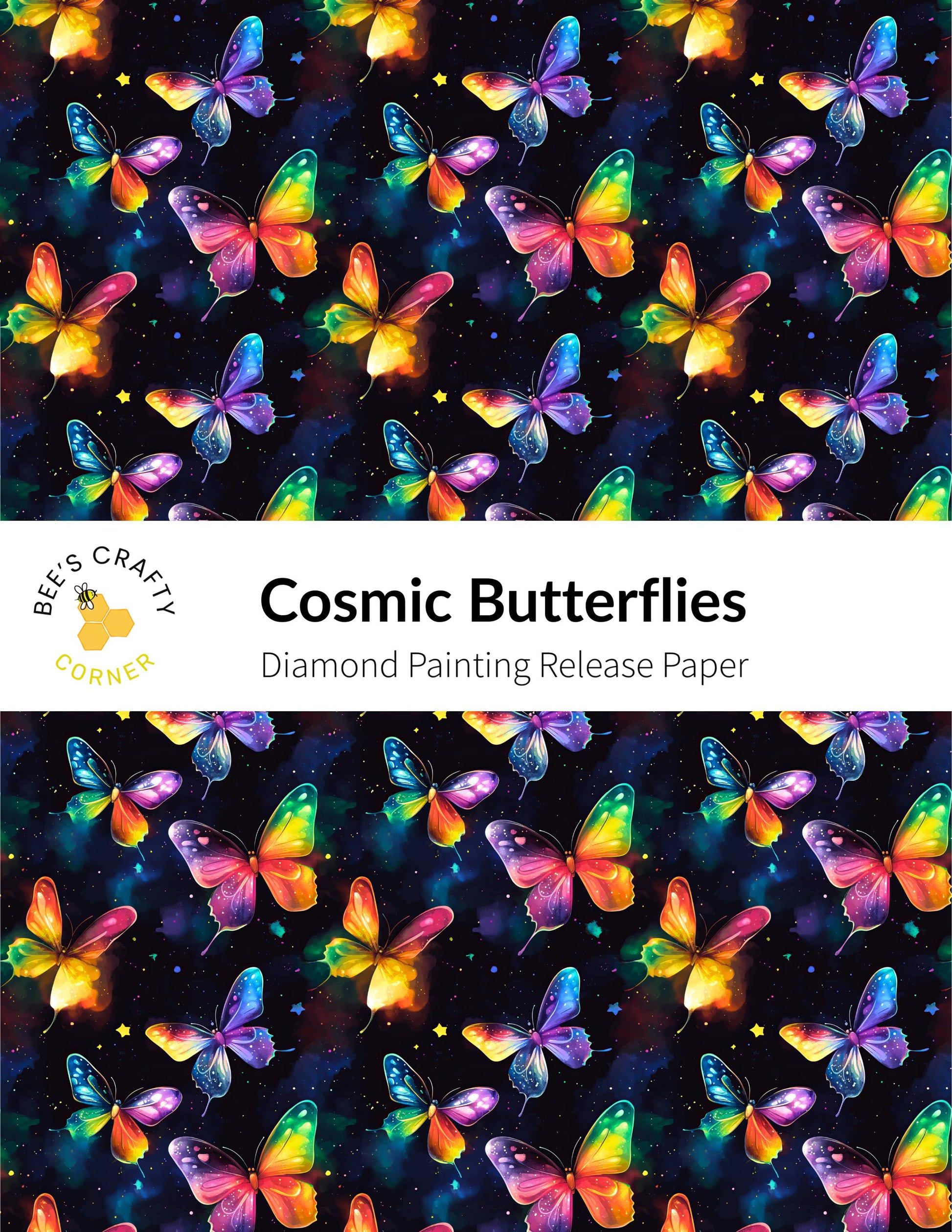 RELEASE PAPER | Cosmic Butterflies - Reusable Patterned Diamond Painting Release Paper