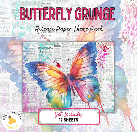RELEASE PAPER | Butterfly Grunge - Theme Pack Reusable Diamond Painting Release Paper