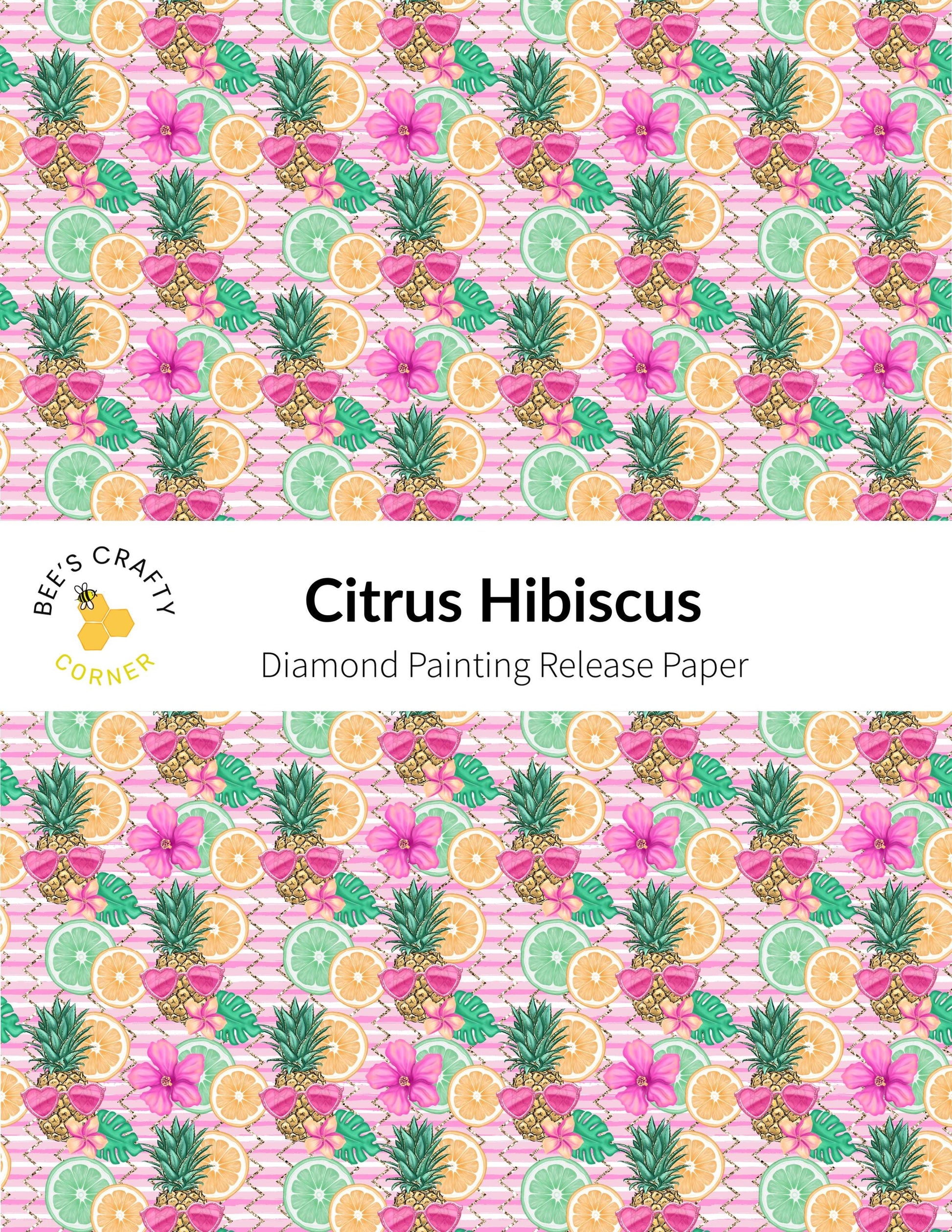 RELEASE PAPER | Citrus Hibiscus - Reusable Patterned Diamond Painting Release Paper