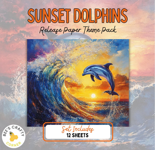 RELEASE PAPER | Sunset Dolphins - Theme Pack Reusable Diamond Painting Release Paper