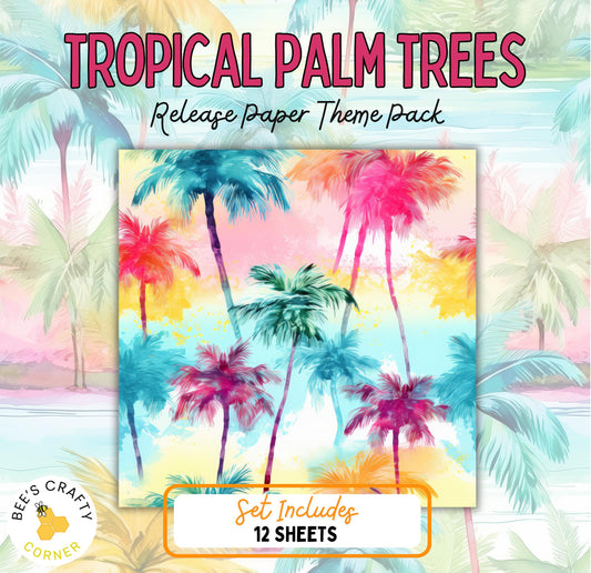 RELEASE PAPER | Tropical Palm Trees - Theme Pack Reusable Diamond Painting Release Paper